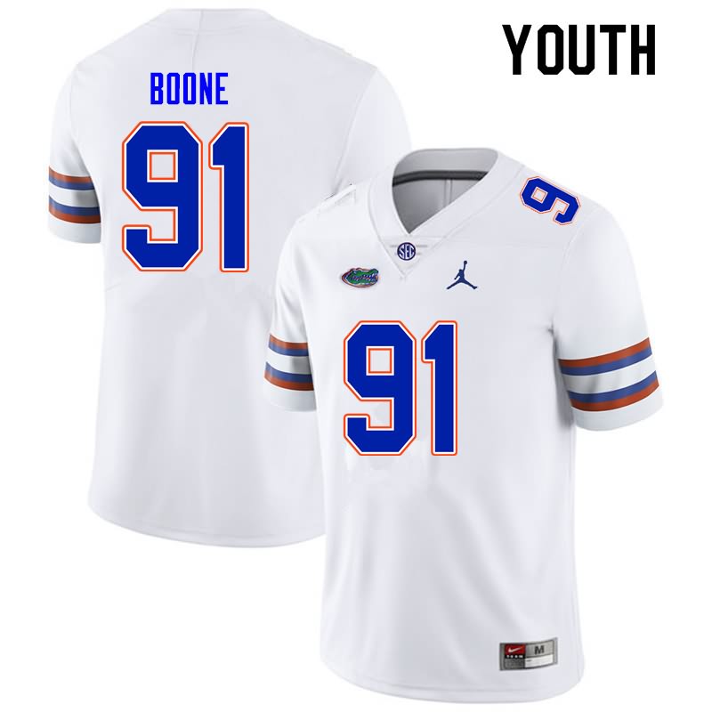 Youth NCAA Florida Gators Justus Boone #91 Stitched Authentic Nike White College Football Jersey MLH6365RE